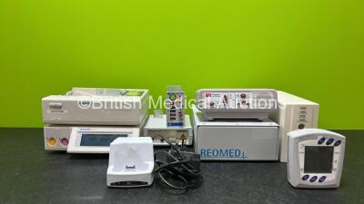 Mixed Lot Including 1 x Huntleigh Sonicaid Team with 1 x Sonicaid Team Care (Powers Up and Missing Case - See Photos), 1 x CareFusion Jaeger Power Unit, 1 x Cook Medical Doppler Blood Flow Monitor, 1 x Spacelabs Model 90496 Module Including ECG, P1-2, P3-