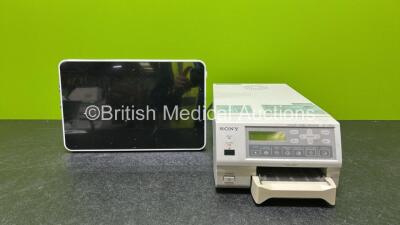 Mixed Lot Including 1 x Ambu aView 2 Advance Ref 405011000 Monitor (No Power, No Power Supply,Suspected Flat Battery and Missing Port - See Photo) and 1 x Sony Color Video Printer UP-21MD (Powers Up)