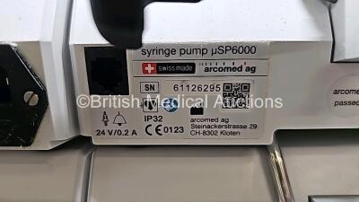 Job Lot Including 2 x Arcomed AG Syramed uSP 6000 Syringe Pumps and 2 x Arcomed AG Volumed uVP7000 (All Power Up) *SN 71096612 / 71086026 / 61126295 / 61126250* - 10