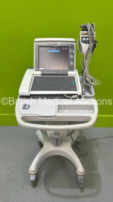 GE MAC 5500 ECG Machine on Stand with 10 Lead ECG Leads (Powers Up with 110V Power Supply - Not Included)