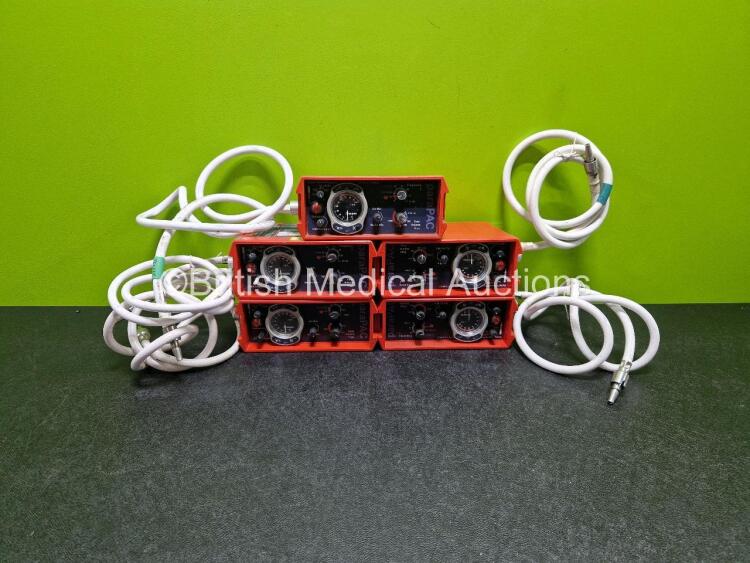 5 x PneuPac paraPAC 200D MR Compatible Ventilators with Hose (2 x with Crack in Casing)