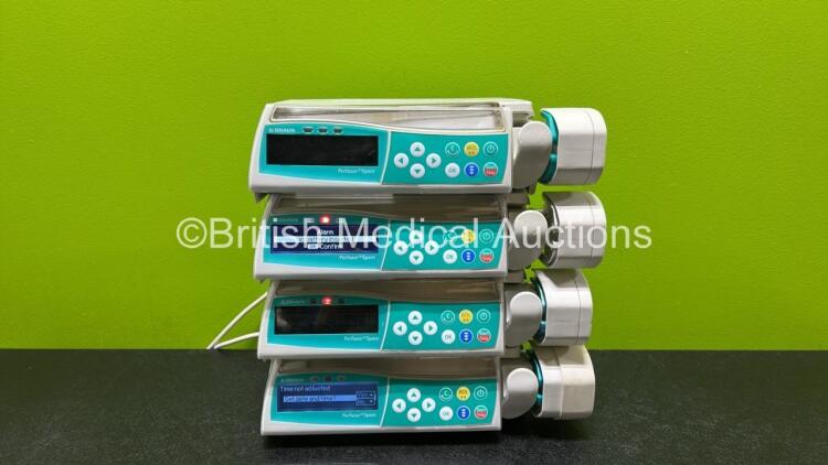 4 x B.Braun Perfusor Space Syringe Pumps with 3 x Power Supplies (3 x Power Up, 1 x No Power, 1 x Loose Case and 1 x Missing Battery and Cover - See Photo) *RI*