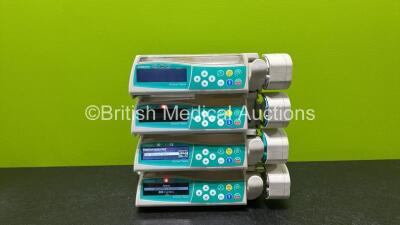 4 x B.Braun Perfusor Space Syringe Pumps with 1 x Power Supply (3 x Power Up, 1 x No Power, and 1 x Missing Battery and Cover - See Photo) *RI*
