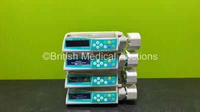 4 x B.Braun Perfusor Space Syringe Pumps with 4 x Power Supplies (3 x Power Up,1 x No Power and 3 x Missing Batteries) *RI*