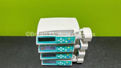 4 x B.Braun Perfusor Space Syringe Pumps with 4 x Power Supplies (3 x Power Up,1 x No Power and 3 x Missing Batteries) *RI* - 2