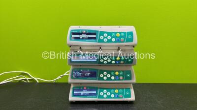 4 x B.Braun Infusomat Space Infusion Pumps (All Power Up, 1 x Missing Battery and 1 x Faulty Door - See Photos) *Stock Power Supply Used - Stock Power Supply Not Included* *RI*