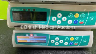 4 x B.Braun Infusomat Space Infusion Pumps (3 x Power Up, 1 x Draws Power, 1 x Missing Battery and 1 x Faulty/Damaged Door - See Photos) *Stock Power Supply Used - Stock Power Supply Not Included* *RI* - 5