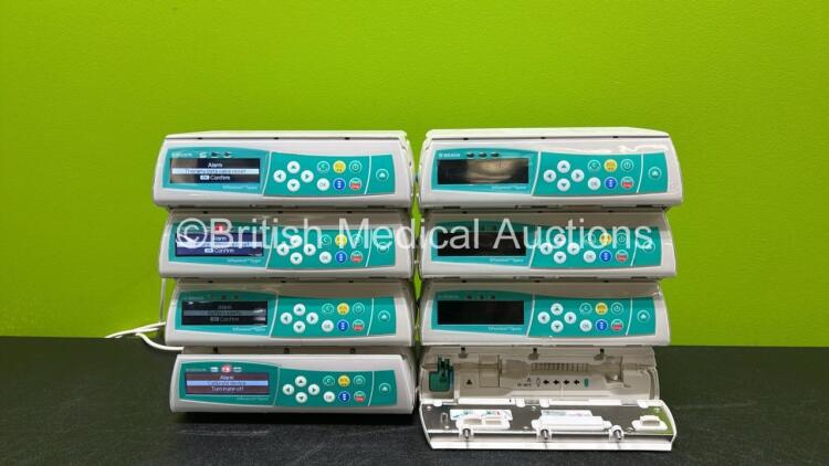 8 x B.Braun Infusomat Space Infusion Pumps (All Power Up and 1 x Missing Battery - See Photos) *Stock Power Supply Used - Stock Power Supply Not Included* *RI*