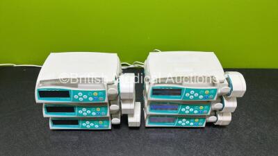 6 x B.Braun Perfusor Space Syringe Pumps with 3 x Power Supplies (5 x Power Up, 1 x No Power, 1 x Damaged Connector and 5 x Missing Batteries - See Photos) *RI* - 2