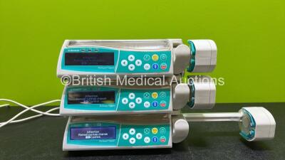 6 x B.Braun Perfusor Space Syringe Pumps with 3 x Power Supplies (5 x Power Up, 1 x No Power, 1 x Damaged Connector and 5 x Missing Batteries - See Photos) *RI* - 5