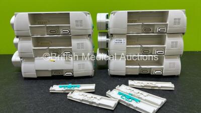 6 x B.Braun Perfusor Space Syringe Pumps with 3 x Power Supplies (5 x Power Up, 1 x No Power, 1 x Damaged Connector and 5 x Missing Batteries - See Photos) *RI* - 8