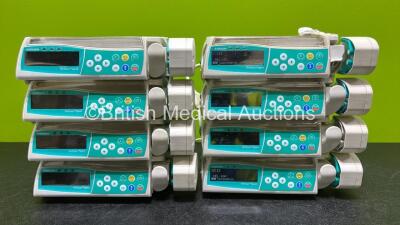 8 x B.Braun Perfusor Space Syringe Pumps with 2 x Power Supplies (All Power Up, 1 x Damaged Casing and 6 x Missing Batteries - See Photos) *RI* - 8