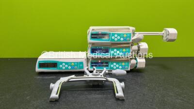 Job Lot Including 3 x B.Braun Perfusor Space Syringe Pumps (All Power Up, 1 x Damaged Case and 1 x Missing Battery - See Photo) with 3 x Power Supplies and 1 x B.Braun Infusomat Space Infusion Pump with 1 x Pole Clamp (Powers Up) *RI*