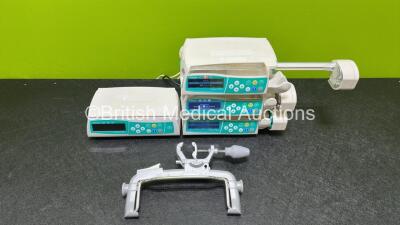 Job Lot Including 3 x B.Braun Perfusor Space Syringe Pumps (All Power Up, 1 x Damaged Case and 1 x Missing Battery - See Photo) with 3 x Power Supplies and 1 x B.Braun Infusomat Space Infusion Pump with 1 x Pole Clamp (Powers Up) *RI* - 2