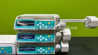 Job Lot Including 3 x B.Braun Perfusor Space Syringe Pumps (All Power Up, 1 x Damaged Case and 1 x Missing Battery - See Photo) with 3 x Power Supplies and 1 x B.Braun Infusomat Space Infusion Pump with 1 x Pole Clamp (Powers Up) *RI* - 3