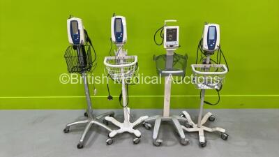 3 x Welch Allyn SPOT Vital Signs Monitors on Stands and 1 x Datascope Duo Patient Monitor on Stand - Damaged SpO2 Port (All Power Up)