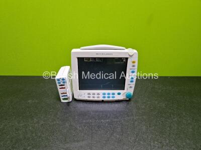 GE Type F-FWM Patient Monitor (Powers Up, Damage to Casing - See Photo) with GE E-PSMP-01 Module Including ECG, NIBP, P1-P2, T1-T2 and SpO2 Options *Mfd - 2016*