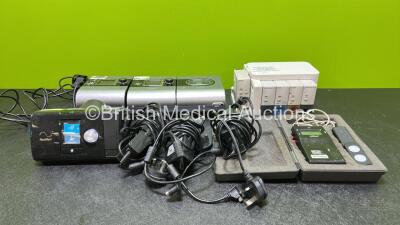 Mixed Lot Including 1 x Waldmann UV-Meter in Carry Case (Powers Up), 1 x ResMed AirSense 10 Unit with 1 x Power Supply (Powers Up and Missing Side Cover and Label / Badge - See Photo), 2 x ResMed S9 Autoset CPAP with 1 x ResMed H5i Humidifier Chamber and 