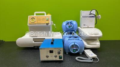 Mixed Lot Including 1 x Thermasonic Gel Warmer, 3 x Medix Econoneb Nebulizer (1 x Damaged Cas - See Photo), 2 x Respironics Porta-neb Nebulisers, 1 x Huntleigh Mini Dopplex (Missing Battery Cover - See Photo), 1 x Seward Medical Twin Fiber Light Source Mo