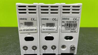 Job Lot of Mindray Modules Including 1 x PN 115-004693-00 Module (Damaged Case - See Photo), 1 x BIS PN 115-004693-00 Module (Damaged - See Photo) and 1 x PN 115-020189-00 Module ( Damaged - See Photo) - 6
