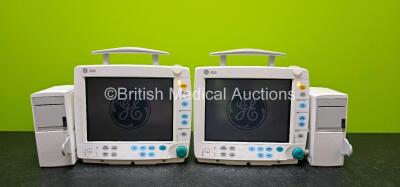 Job Lot Including 2 x GE B30 Patient Monitors (Both Power Up and Both Damaged Casings - See Photos) with 2 x N-FREC-00 Printer Modules *SN 6745631 / 6393977 / SF311112966WA / SF311112955WA*