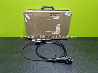 Pentax EE-1580K Bronchoscope in Case - Engineer's Report : Optical System - No Fault Found, Angulation - No Fault Found, Badly Kinked, Light Transmission - No Fault Found, Channels - No Fault Found, Leak Check - No Fault Found *SN A120012*
