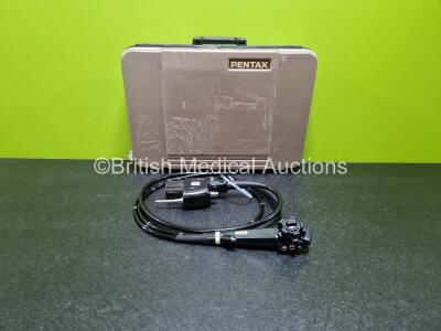 Pentax EC-3490TLi Video Colonoscope in Case - Engineer's Report : Optical System - Unable to Check, Angulation - Minor Crush Mark, Insertion Tube - No Fault Found, Light Transmission - No Fault Found, Channels - No Fault Found, Leak Check - No Fault Found