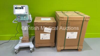 2 x Aeonmed VG70 Ventilators Running Hours - Less Than 1 Hour with Stands and Accessories in Original Packaging *See Photos* (In Excellent Condition - Like New) *Stock Photo Used* - 2