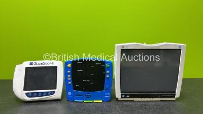 Mixed Lot Including 1 x Verathon Medical Glidescope Video Monitor (Untested Due to No Power Supply), 1 x GE Carescape V100 Patient Monitor and 1 x GECarescape Monitor B450 (Damaged for Repair / Spares) *SN SH619050756SA / AM132637 / SNE17320108HA*