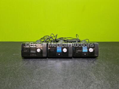 3 x ResMed S10 Autoset CPAP Units *All Mfd - 2022* (1 x No Power) with 3 x Power Supplies *SN 23221379661 / 23221834713 / 23221495448*