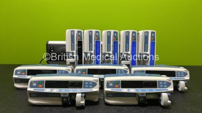 Job Lot Including 10 x CareFusion Alaris GH Plus Syringe Pumps (8 x Power Up, 2 x Draws Power and 1 x Damaged Casing - See Photo) and 1 x CareFusion Alaris Gateaway Workstation (Powers Up)