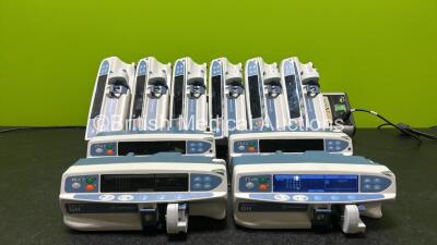 Job Lot Including 10 x CareFusion Alaris GH Plus Syringe Pumps (7 x Power Up, 3 x Draws Power and 1 x Damaged Case - See Photo) and 1 x Alaris Asena DS Docking Station (Powers Up)