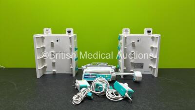 Job Lot Including 1 x B.Braun Perfusor Space Syringe Pump (Powers Up) with 2 x B.Braun Space Stations (1 x Damaged - See Photo), 4 x Power Supplies and 1 x Ple Clap *SN 539919 / 035110*