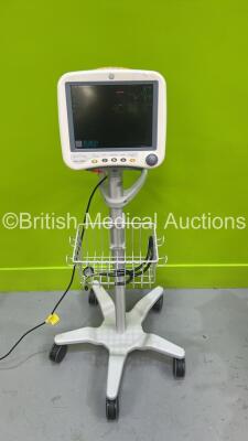 GE Dash 4000 Patient Monitor on Stand with SPO2, Temp/Co, NBP and ECG Options (Powers Up) *S/N SD008431395GA*