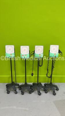 4 x Accoson greenlight 300 Blood Pressure Meters on Stands