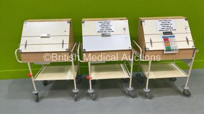 3 x Bristol Maid Drugs Trolleys (2 x with Keys, 1 x without)