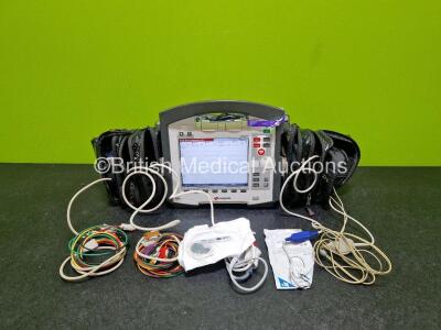 GS Corpuls3 Slim Defibrillator Ref : 04301 (Powers Up) with Corpuls Patient Box Ref : 04200 (Powers Up) with Pacer, Oximetry, ECG-D, ECG-M, CO2, CPR, NIBP and Printer Options, 4 and 6 Lead ECG Leads, SPO2 Finger Sensor, Hose, Paddle Lead, CO2 Cable, 3 x B