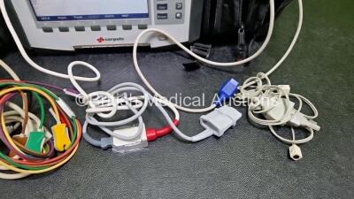 GS Corpuls3 Slim Defibrillator Ref : 04301 (Powers Up) with Corpuls Patient Box Ref : 04200 (Powers Up) with Pacer, Oximetry, ECG-D, ECG-M, CO2, CPR, NIBP and Printer Options, 4 and 6 Lead ECG Leads, SPO2 Finger Sensor, Hose, Paddle Lead, CO2 Cable, 3 x B - 4