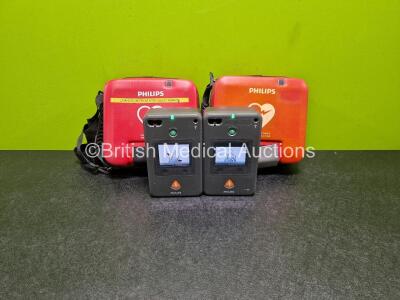 2 x Philips FR3 Defibrillators (Both Power Up) in Carry Case with 2 x LiMnO2 Batteries *Install Before - 2027 / 2024* **SN C16H00017 / C16H00368**