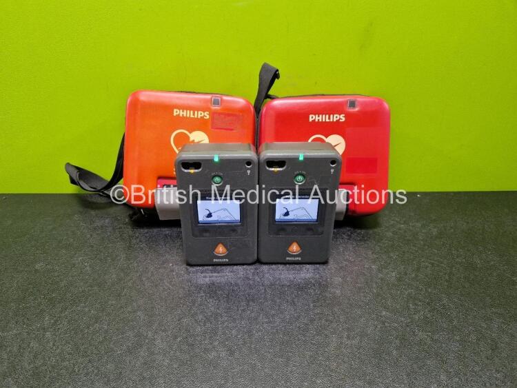 2 x Philips FR3 Defibrillators (Both Power Up) in Carry Case with 2 x LiMnO2 Batteries *Install Before - 2024 / 2023* **SN C16H00314 / C16H00022*