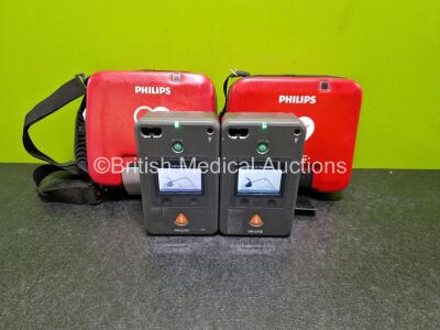 2 x Philips FR3 Defibrillators (Both Power Up) in Carry Case with 2 x LiMnO2 Batteries *Install Before - 2027 / 2025* **SN C14H00202 / C18G01561**