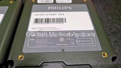 2 x Philips FR3 Defibrillators (Both Power Up) in Carry Case with 2 x LiMnO2 Batteries *Install Before - 2024 / 2024* **SN C16H00046 / C16H00048** - 5