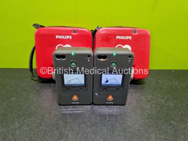 2 x Philips FR3 Defibrillators (Both Power Up) in Carry Case with 2 x LiMnO2 Batteries *Install Before - 2027 / 2027* **SN C16H00013 / C18G01363**