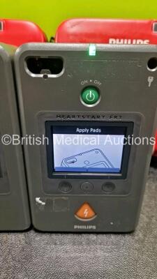 2 x Philips FR3 Defibrillators (Both Power Up) in Carry Case with 2 x LiMnO2 Batteries *Install Before - 2027 / 2027* **SN C16H00013 / C18G01363** - 3