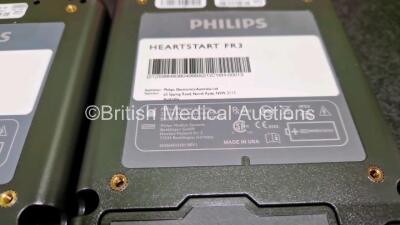 2 x Philips FR3 Defibrillators (Both Power Up) in Carry Case with 2 x LiMnO2 Batteries *Install Before - 2027 / 2027* **SN C16H00013 / C18G01363** - 5