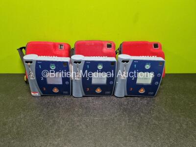 3 x Philips FR2+ Heartstart Defibrillators (All Power Up) in Case with 3 x LiMnO2 Batteries *Install Before - 2022 / 2023 / 2024*