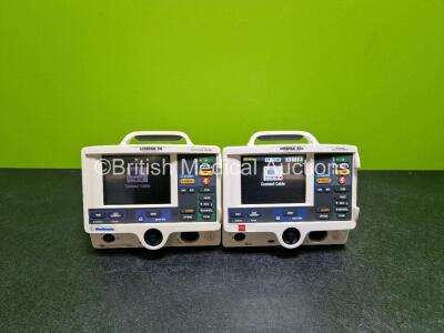 2 x Lifepak 20e Defibrillators / Monitors *Mfd - 2017 / 2007* (Both Power Up) Including Pacer, ECG and Printer Options with 2 x Li-ion Batteries *SN 35551615 / 45975200*