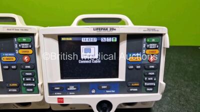 2 x Lifepak 20e Defibrillators / Monitors *Mfd - 2017 / 2007* (Both Power Up) Including Pacer, ECG and Printer Options with 2 x Li-ion Batteries *SN 35551615 / 45975200* - 3