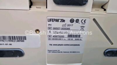 2 x Lifepak 20e Defibrillators / Monitors *Mfd - 2017 / 2007* (Both Power Up) Including Pacer, ECG and Printer Options with 2 x Li-ion Batteries *SN 35551615 / 45975200* - 6