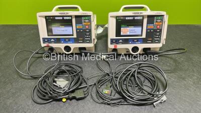 2 x Lifepak 20e Defibrillators / Monitors *Mfd - 2015 / 2015* (Both Power Up) Including Pacer, ECG and Printer Options with 2 x Li-ion Batteries, 2 x ECG Leads and 2 x Paddle Cables *SN 43881064 / 43882555*